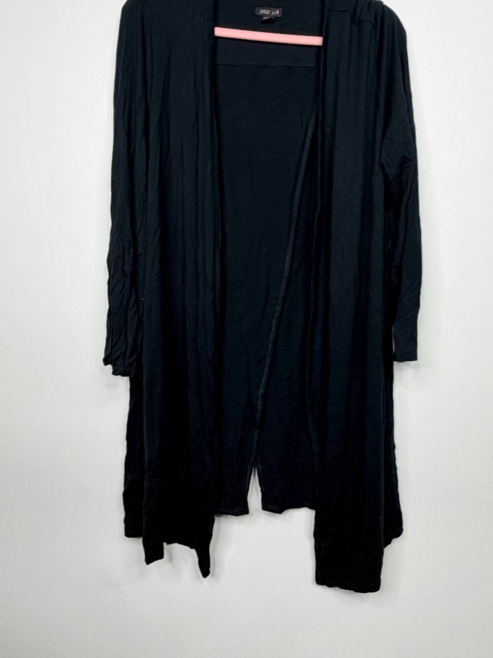 J. Jill Wearever Collection Petite Duster Longline Open Cardigan Black #A3698 - Picture 2 of 8